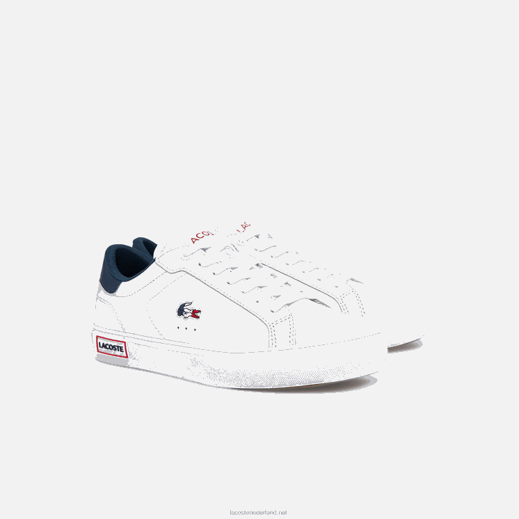Lacoste powercourt leren driekleurige sneakers 0828H2704 wit/marine & rood 407 vrouwen