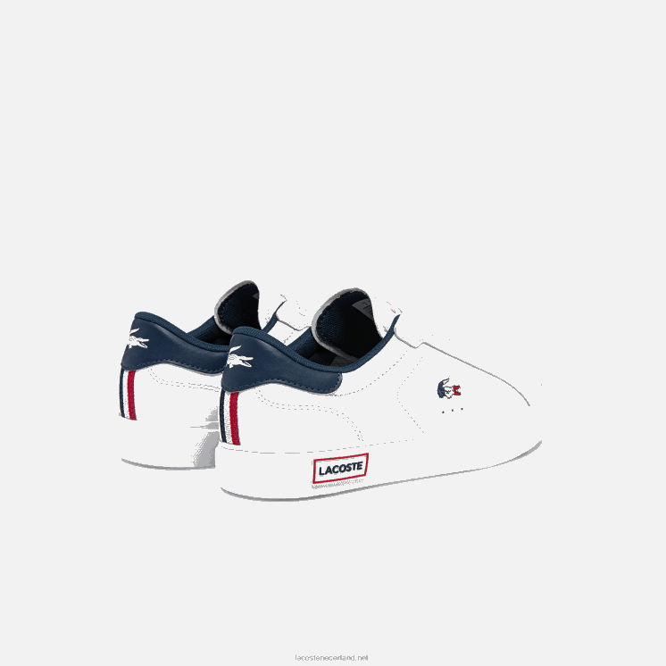 Lacoste powercourt leren driekleurige sneakers 0828H2704 wit/marine & rood 407 vrouwen