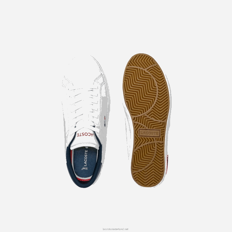 Lacoste powercourt leren driekleurige sneakers 0828H2704 wit/marine & rood 407 vrouwen
