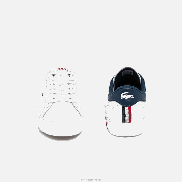 Lacoste powercourt leren driekleurige sneakers 0828H2704 wit/marine & rood 407 vrouwen