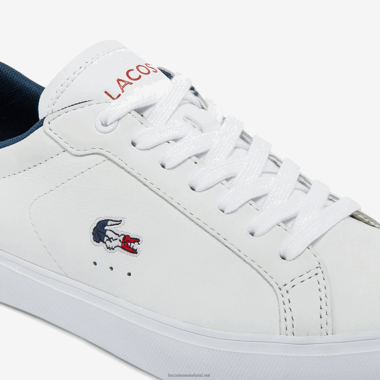 Lacoste powercourt leren driekleurige sneakers 0828H2704 wit/marine & rood 407 vrouwen