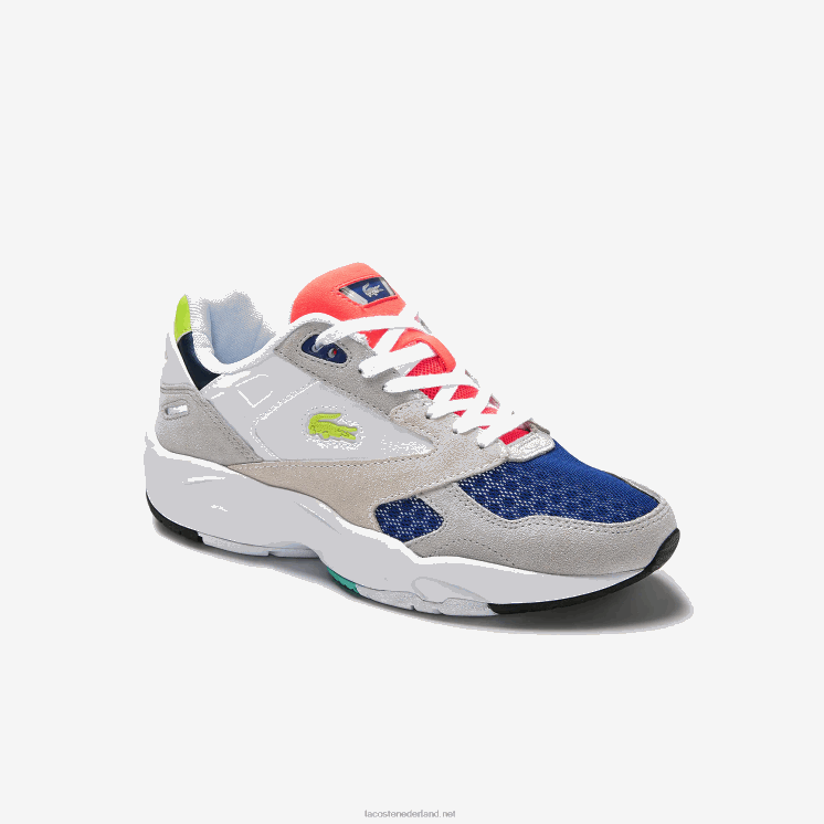 Lacoste storm 96 lo sneakers van textiel met kleurvlakken 0828H2740 lichtgrijs & lichtgroen lg1 vrouwen