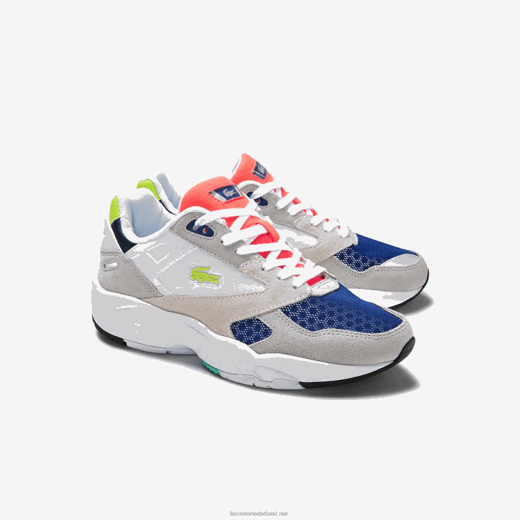 Lacoste storm 96 lo sneakers van textiel met kleurvlakken 0828H2740 lichtgrijs & lichtgroen lg1 vrouwen