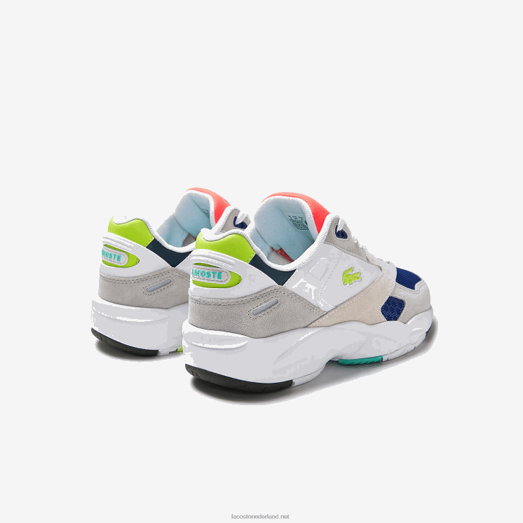Lacoste storm 96 lo sneakers van textiel met kleurvlakken 0828H2740 lichtgrijs & lichtgroen lg1 vrouwen