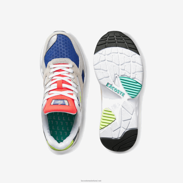 Lacoste storm 96 lo sneakers van textiel met kleurvlakken 0828H2740 lichtgrijs & lichtgroen lg1 vrouwen