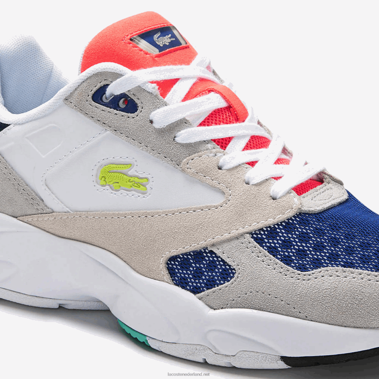 Lacoste storm 96 lo sneakers van textiel met kleurvlakken 0828H2740 lichtgrijs & lichtgroen lg1 vrouwen