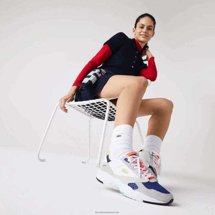 Lacoste storm 96 lo sneakers van textiel met kleurvlakken 0828H2740 lichtgrijs & lichtgroen lg1 vrouwen